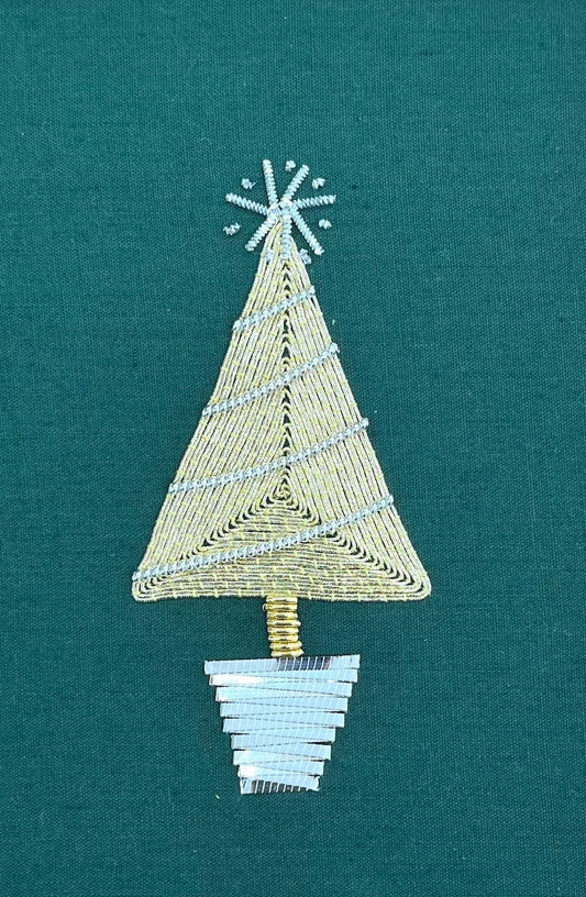 CLASS:  Goldwork Christmas Tree- Intro to working with Metal Thread